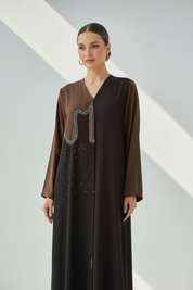 C 1920 Coffee Brown Beaded Abaya