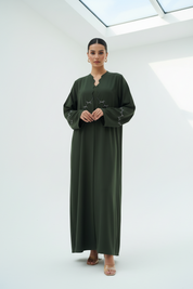 C 1921 Dark Green Beaded Abaya