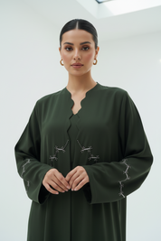 C 1921 Dark Green Beaded Abaya
