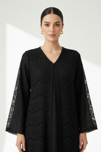 C 1923 Black Dantel Abaya - XS / 50