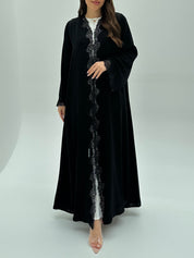 C 1925 Black Sequin Lace Abaya
