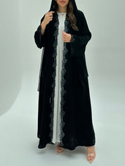 C 1925 Black Sequin Lace Abaya