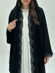 C 1925 Black Sequin Lace Abaya