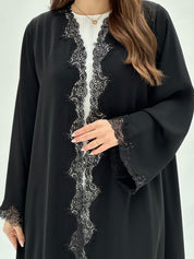 C 1925 Black Sequin Lace Abaya