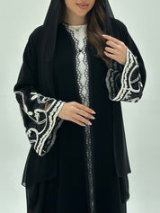 C 1926 Black Floral Lace Abaya