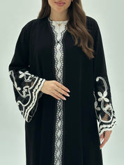 C 1926 Black Floral Lace Abaya