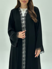 C 1927 Black Crystal Lace Abaya - nada