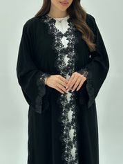 C 1928 Black Floral Lace Abaya