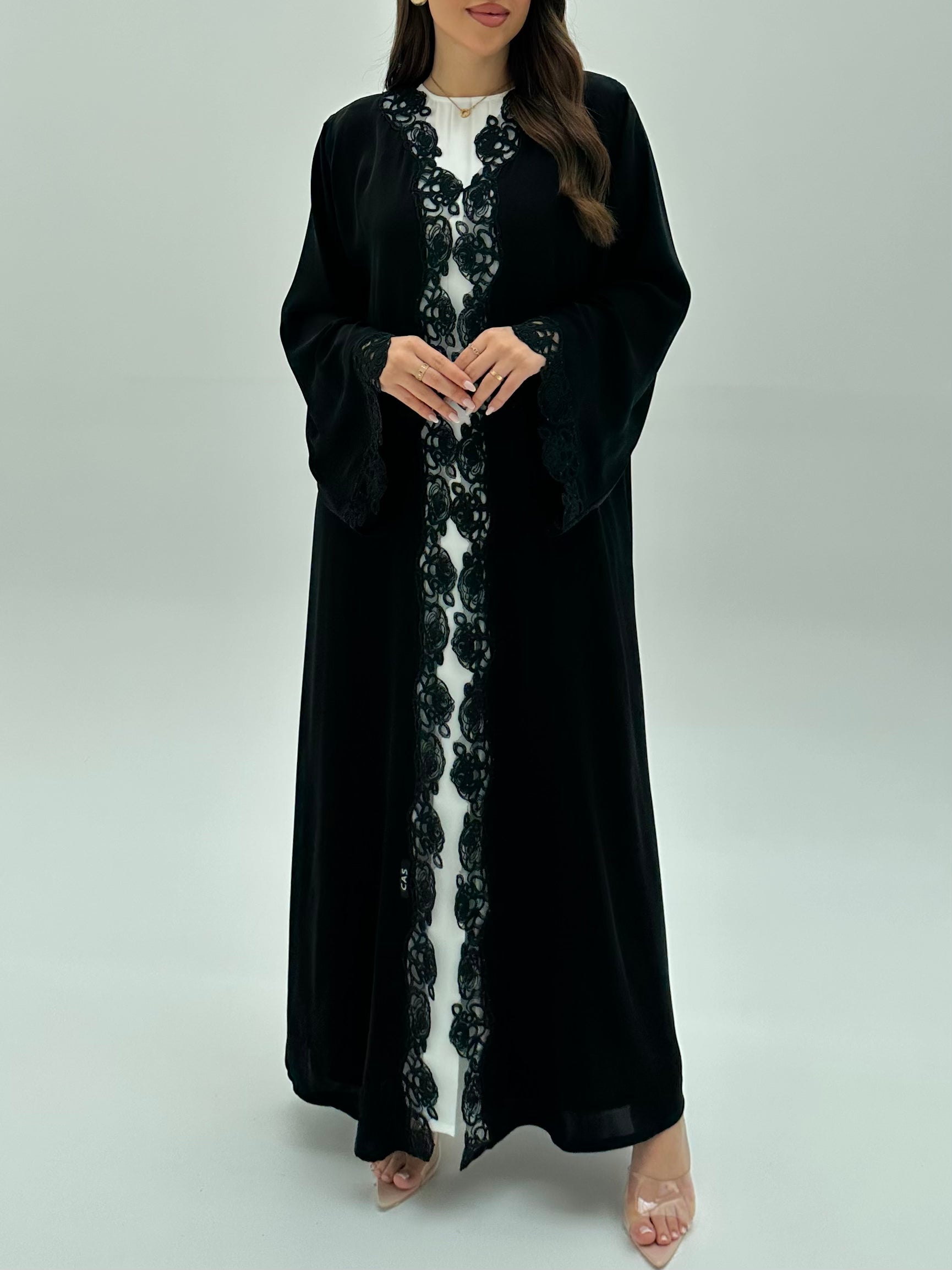 C 1929 Black Crystal Lace Abaya
