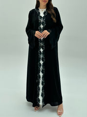 C 1929 Black Crystal Lace Abaya