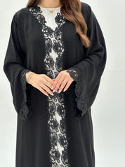 C 1929 Black Crystal Lace Abaya