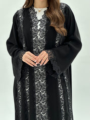 C 1930 Black Floral Lace Abaya