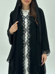 C 1931 Black Crystal Lace Abaya