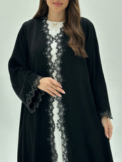 C 1931 Black Crystal Lace Abaya
