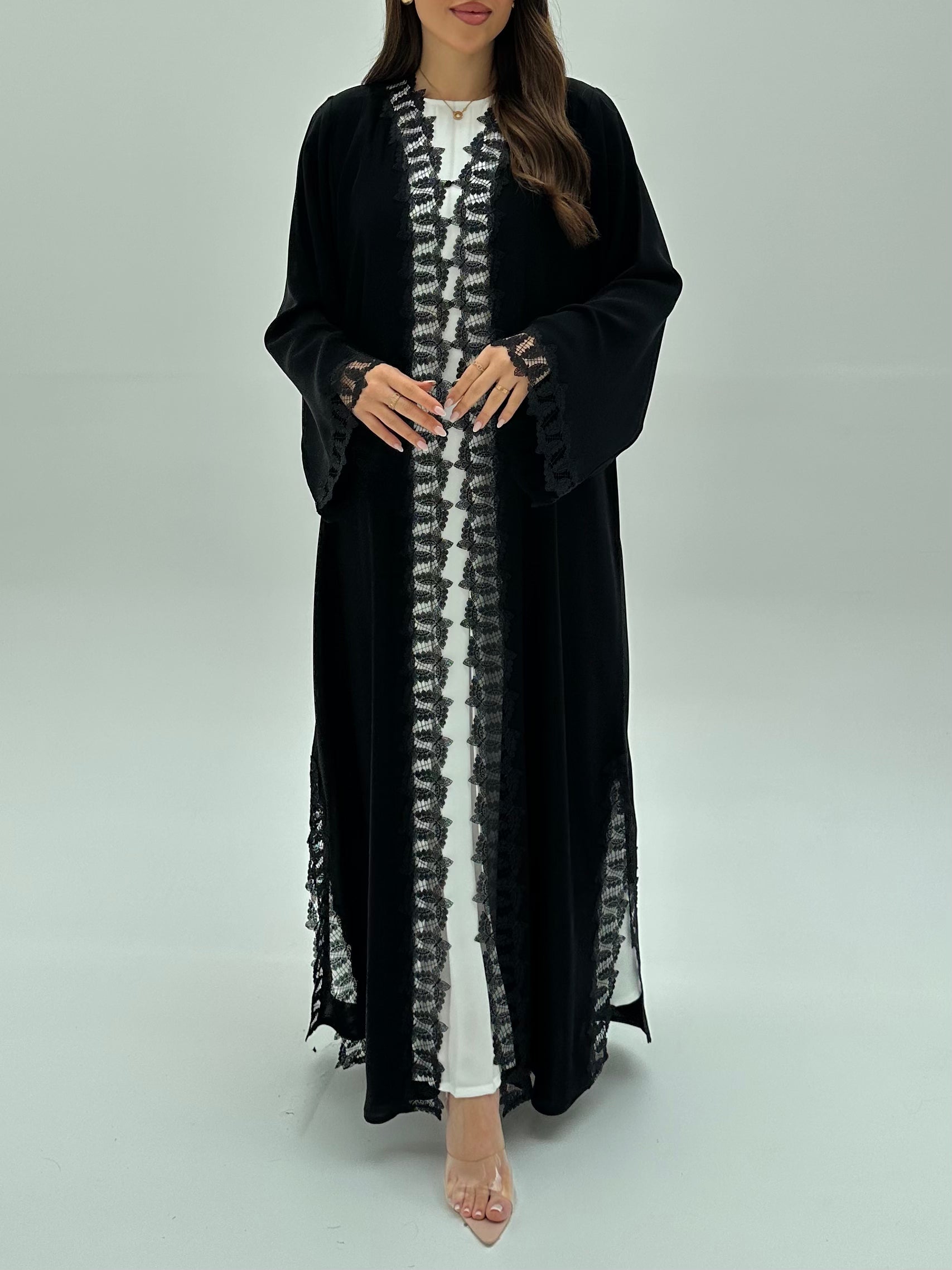 C 1932 Black Butterfly Lace Abaya