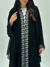 C 1932 Black Butterfly Lace Abaya