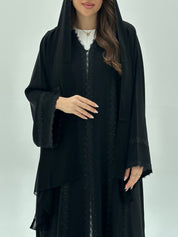 C 1933 Black Crystal Lace Abaya