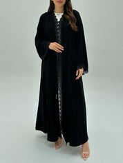 C 1935 Black Crystal Lace Abaya