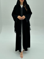 C 1935 Black Crystal Lace Abaya