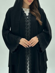 C 1935 Black Crystal Lace Abaya