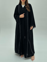 C 1936 Black Crystal Lace Abaya