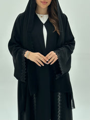 C 1936 Black Crystal Lace Abaya