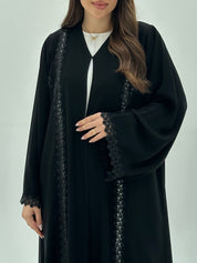 C 1936 Black Crystal Lace Abaya