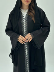 C 1937 Black Crystal Lace Abaya