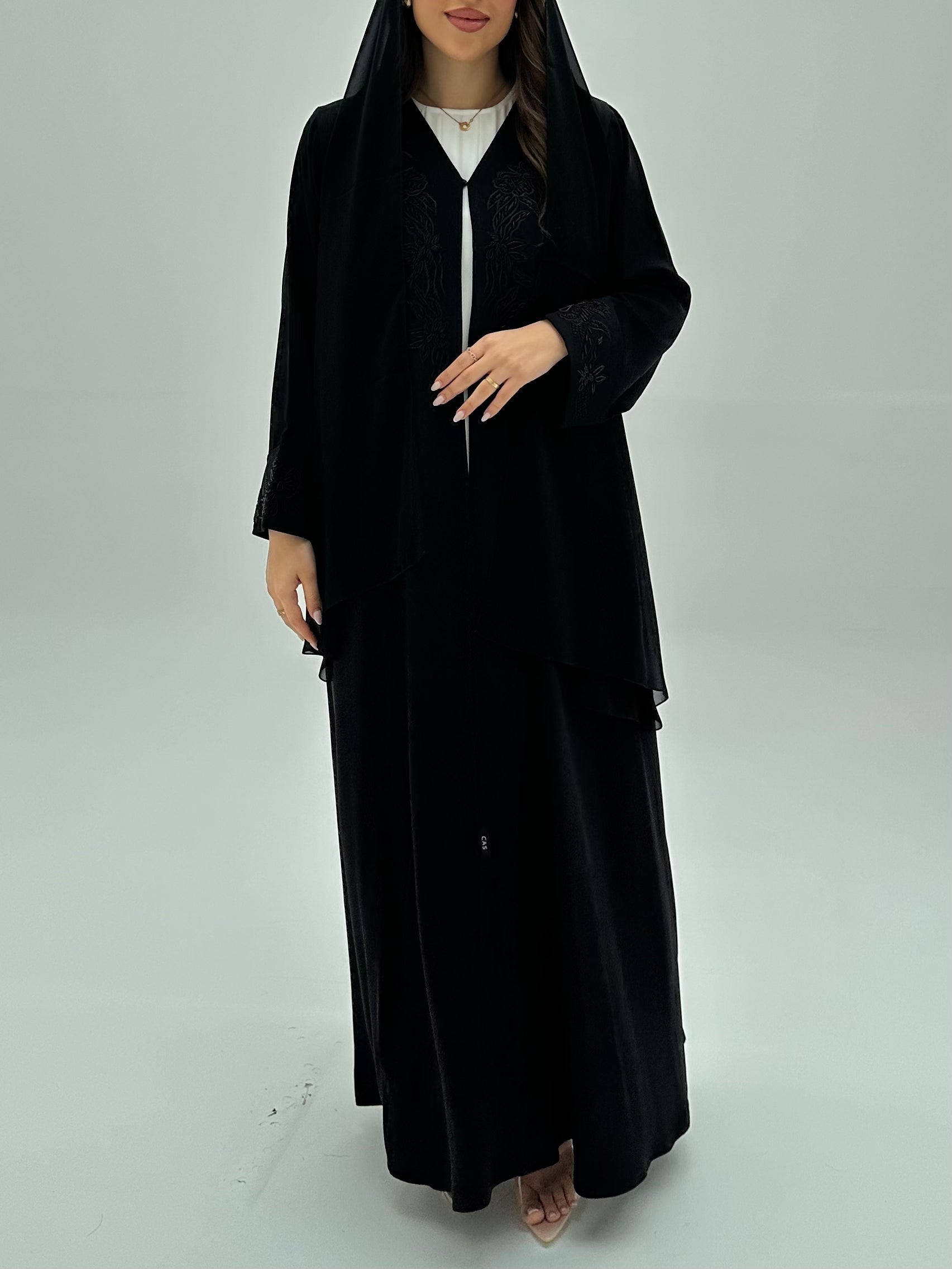 C 1939 Black Floral Beaded Abaya