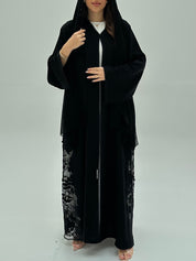 C 1940 Black Beaded Lace Abaya