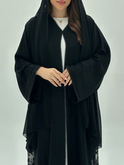 C 1940 Black Beaded Lace Abaya