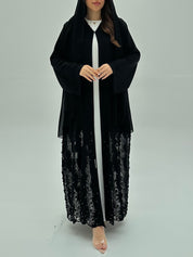 C 1941 Black Floral Lace Abaya