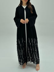 C 1941 Black Floral Lace Abaya