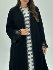C 1942 Black Floral Lace Abaya