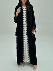 C 1942 Black Floral Lace Abaya