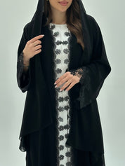 C 1942 Black Floral Lace Abaya