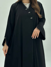 C 1944 Black Lace Abaya - crepe