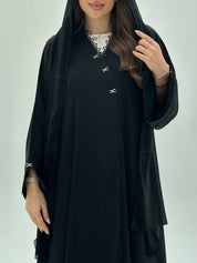 C 1944 Black Lace Abaya - crepe