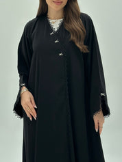 C 1944 Black Lace Abaya - crepe