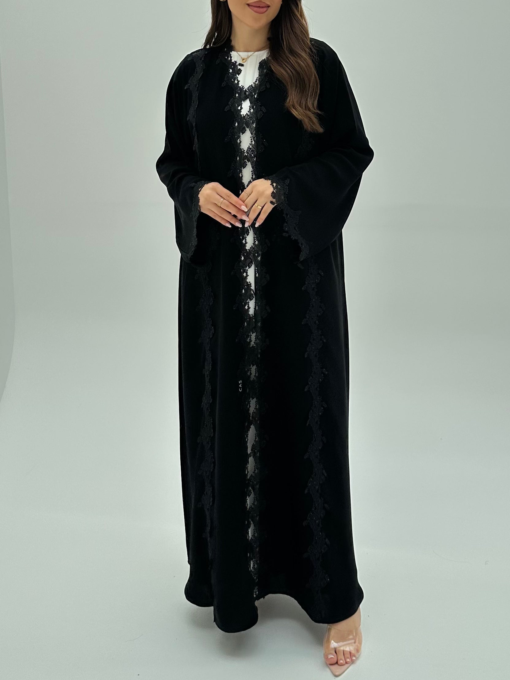 C 1952 Black Crystal Lace Abaya