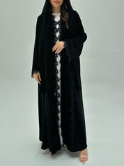 C 1952 Black Crystal Lace Abaya