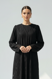C 1955 Black Floral Dantel Abaya