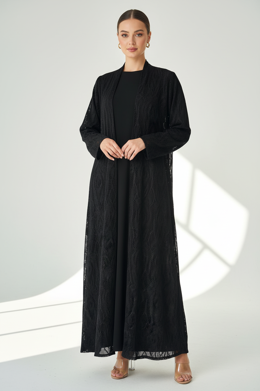 C 1956 Black Dantel Abaya