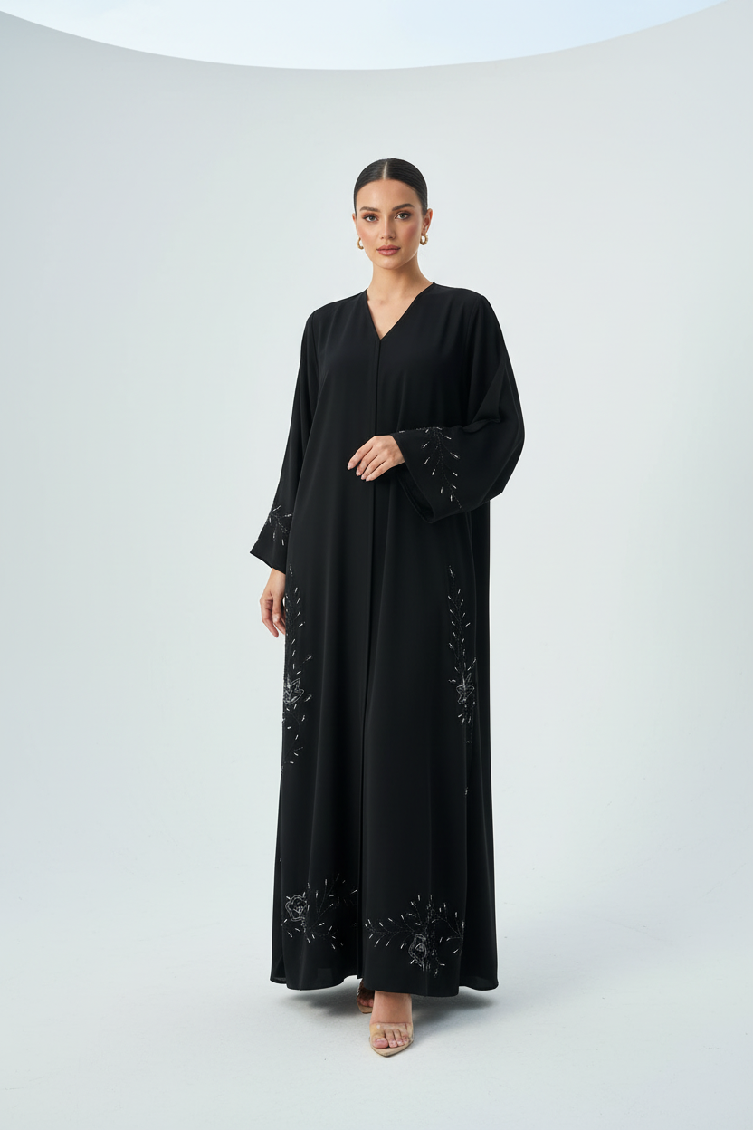 C 1960 Black Beaded Abaya