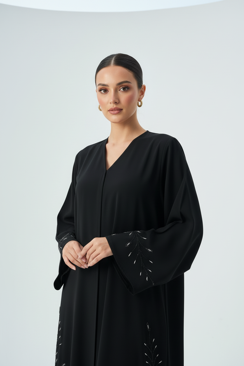 C 1960 Black Beaded Abaya