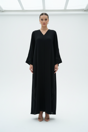 C 1961 Black Leafy Beaded Abaya - nada