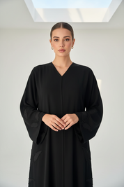 C 1961 Black Leafy Beaded Abaya - nada