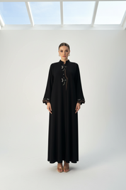C 1962 Black Beaded Embroidered Abaya