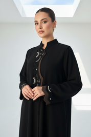 C 1962 Black Beaded Embroidered Abaya