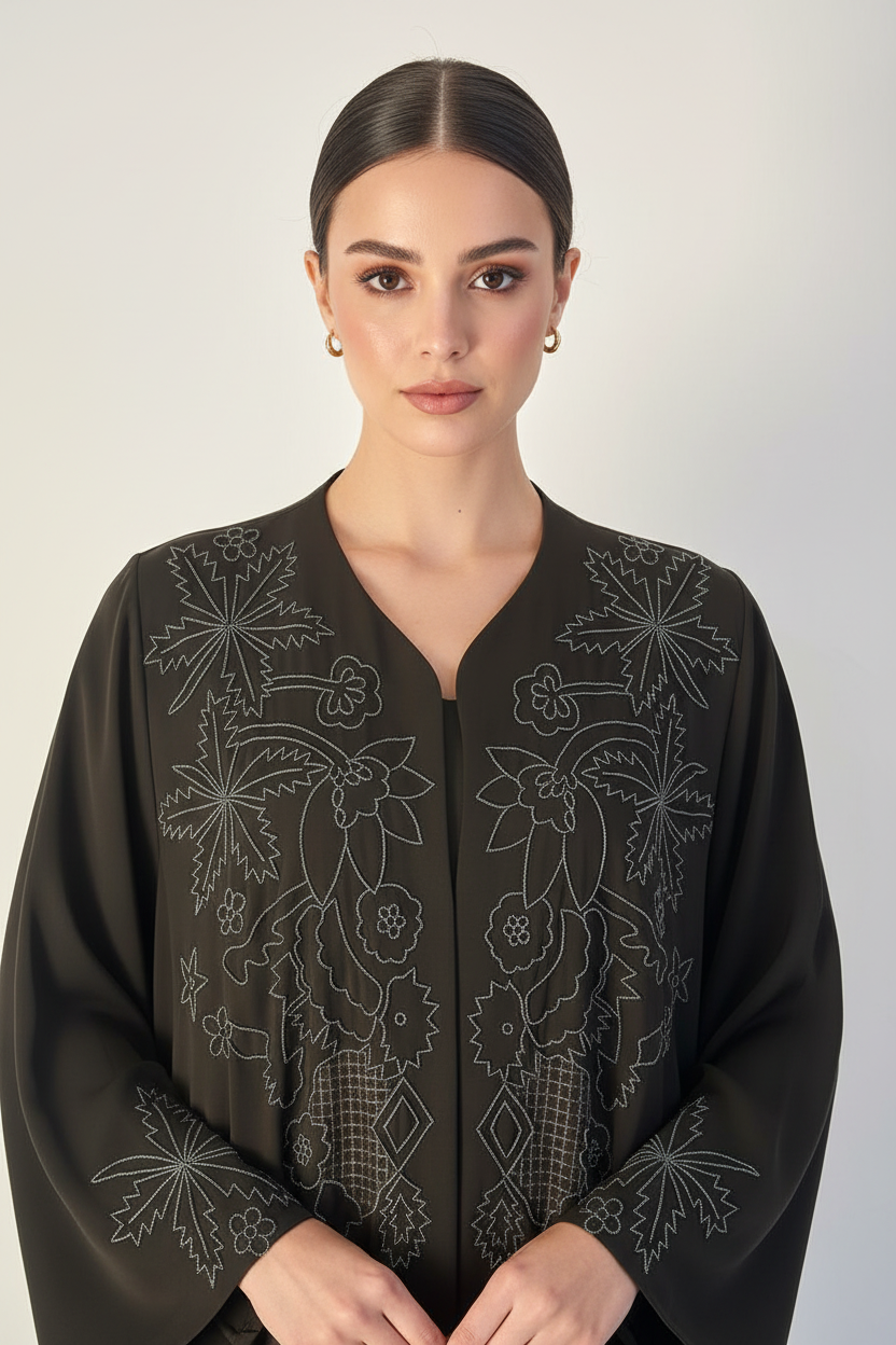 C 1963 Olive Beaded Abaya